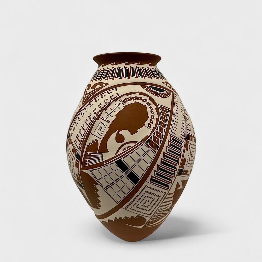 "Terracotta Circuit" Hand-coiled Terracotta Clay Vase (1 of 2)