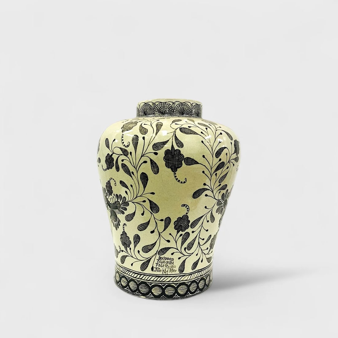 "Midnight Bloom" Hand-Painted Talavera Vase (1 of 2)