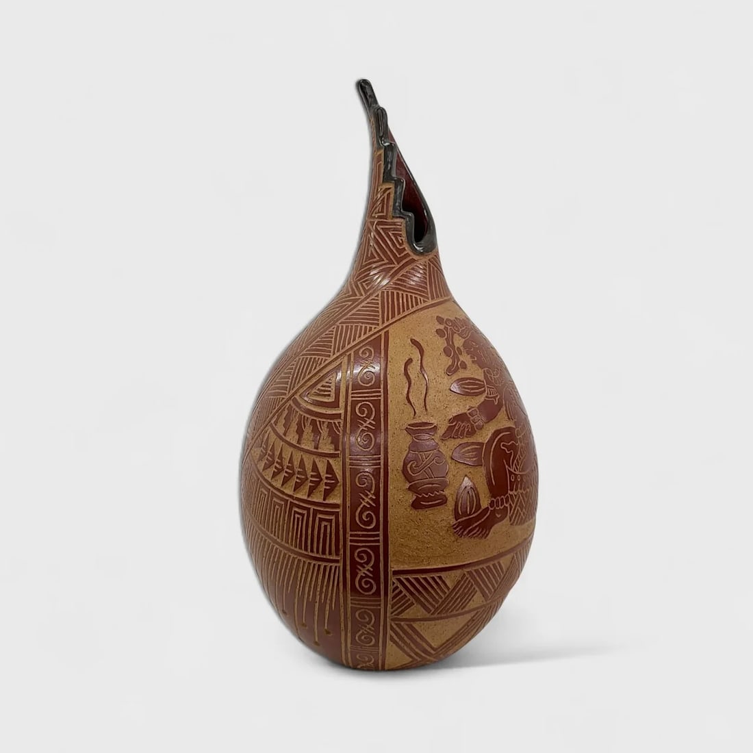 "Purepecha Design and Glyphs" Handcrafted Ceramic Vase (1 of 4)