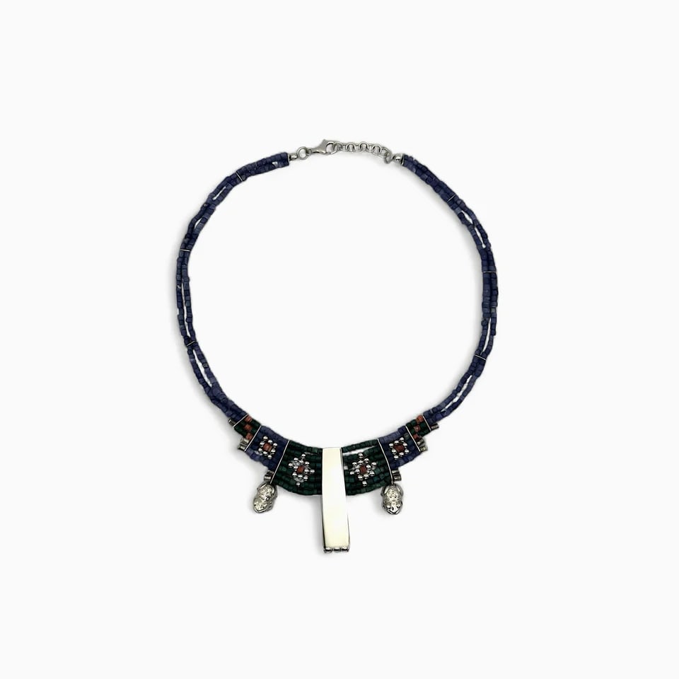 "Song of the Rain Keeper" Necklace: Radiant with texture and mythic symbolism, Song of the Rainkeeper captures the spirit of fertility, water, and sacred balance through the presence of twin silver frogs-creatures revered in ancient And