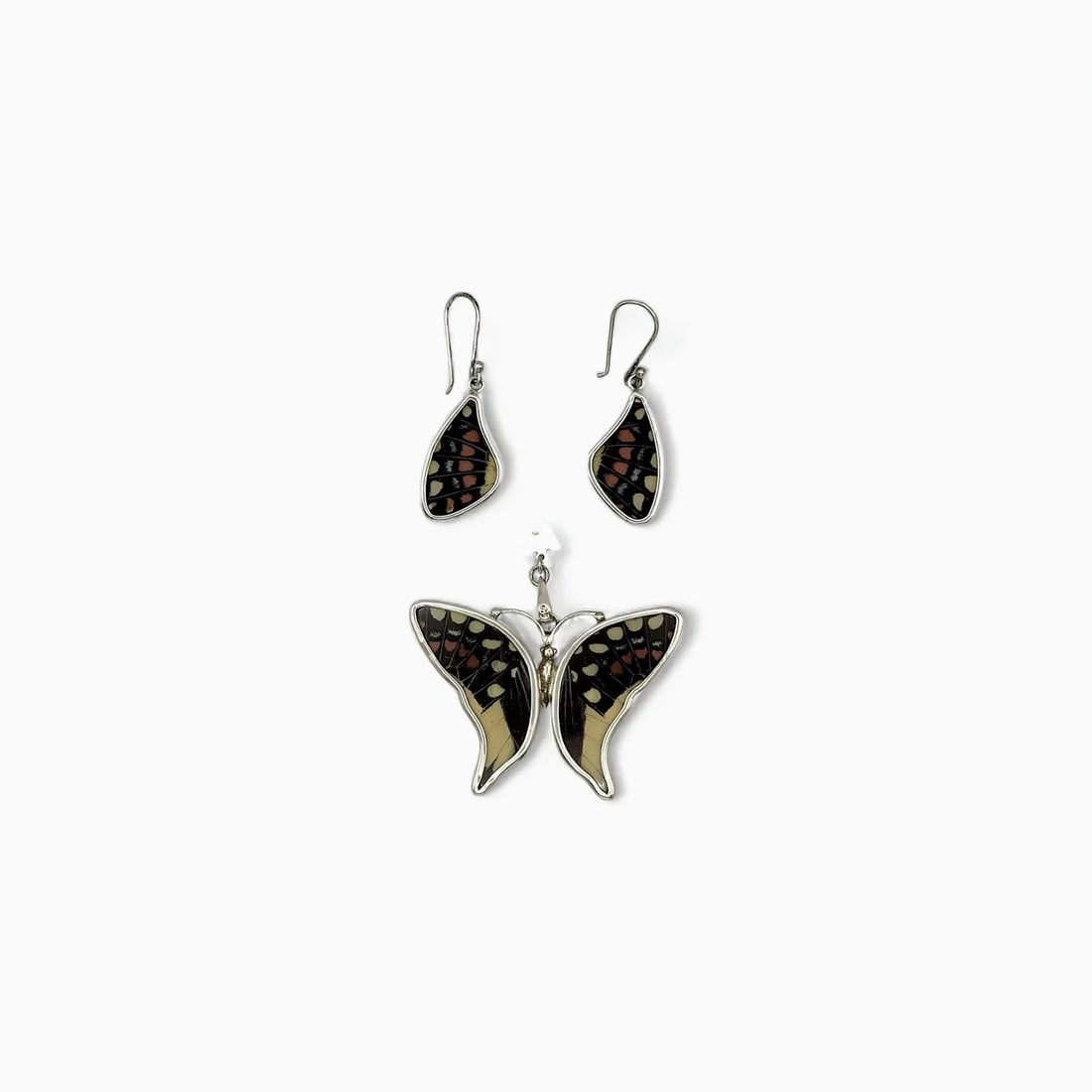 "Dual-Tone Monarch Wing" Pendant & Earring Jewelry Set (1 of 2)