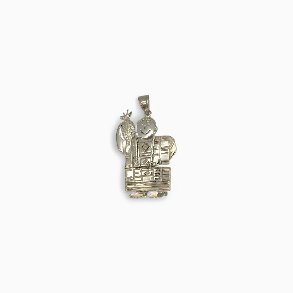 "Pineapple Festival" Mexican Pendant: Charming and full of cultural flair, the Pineapple Festival Pendant by Oro de Monte Albán celebrates one of Oaxaca’s most beloved traditions. Handcrafted in 0.925 sterling silver, this 2-inch penda
