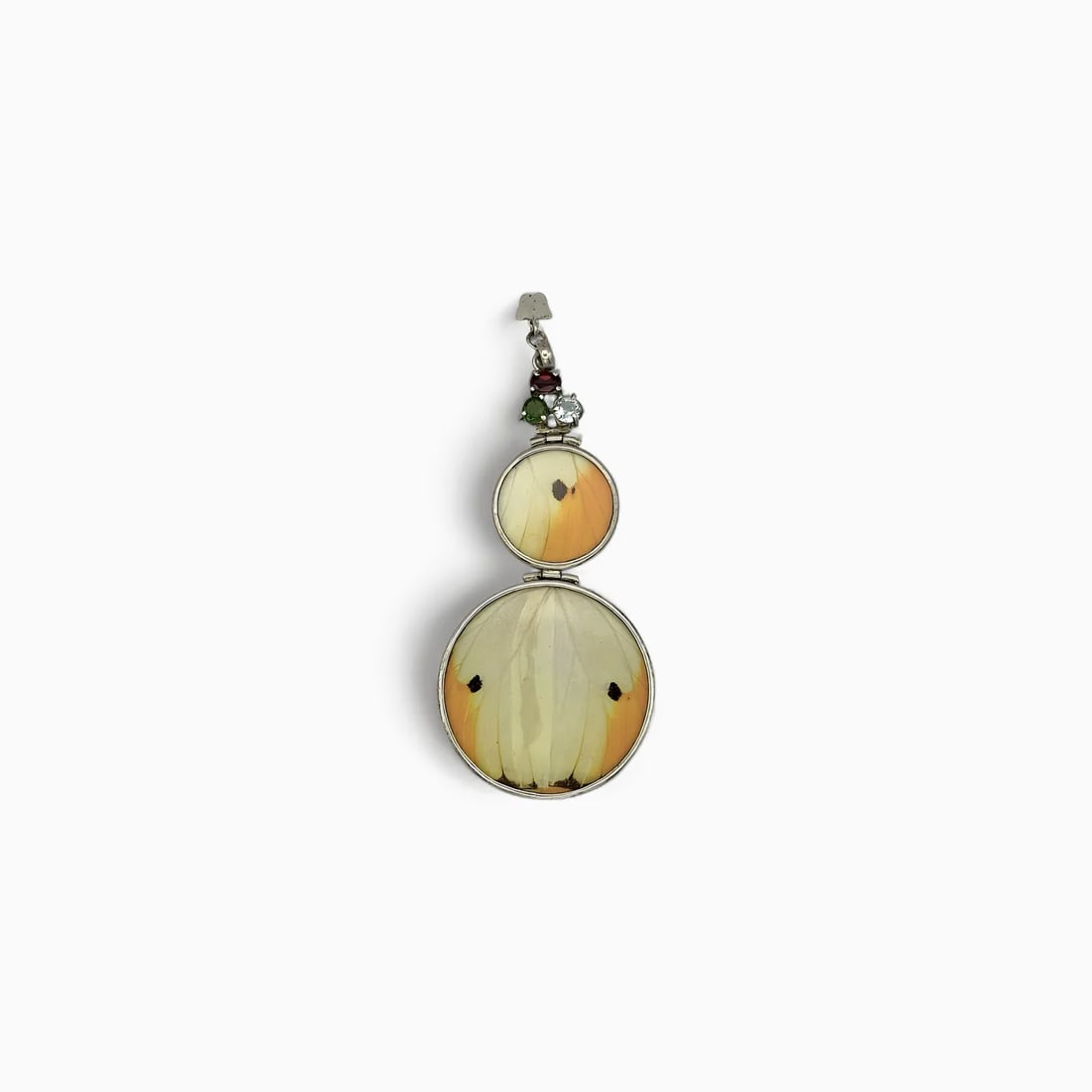 "Solstice Drop" Double Circle Butterfly Wing Jewelry Pendant (1 of 2)
