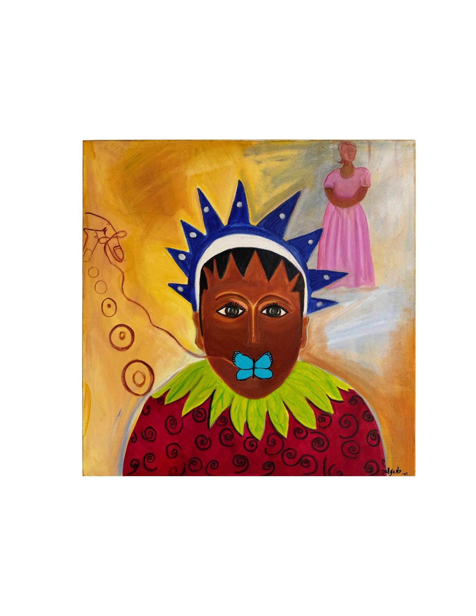 "Jester" Acrylic Painting: Viola DelgadoJester 30" x 30"2024Acrylic on canvas.Signed.