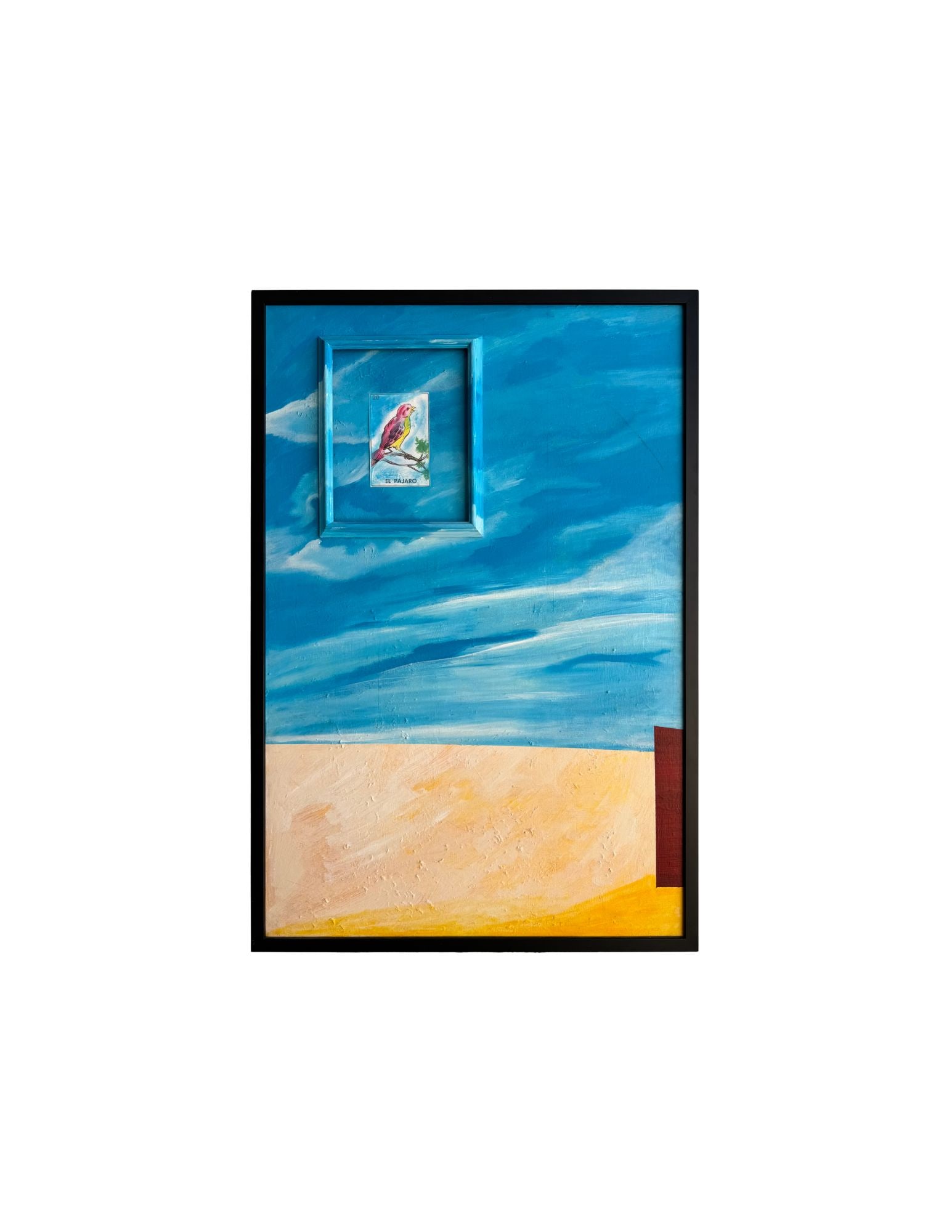 "Loteria Series - El Pajaro" Acrylic Painting: Viola DelgadoEl Pajaro 25" x 37"2003Acrylic on canvas.Not signed. Framed.