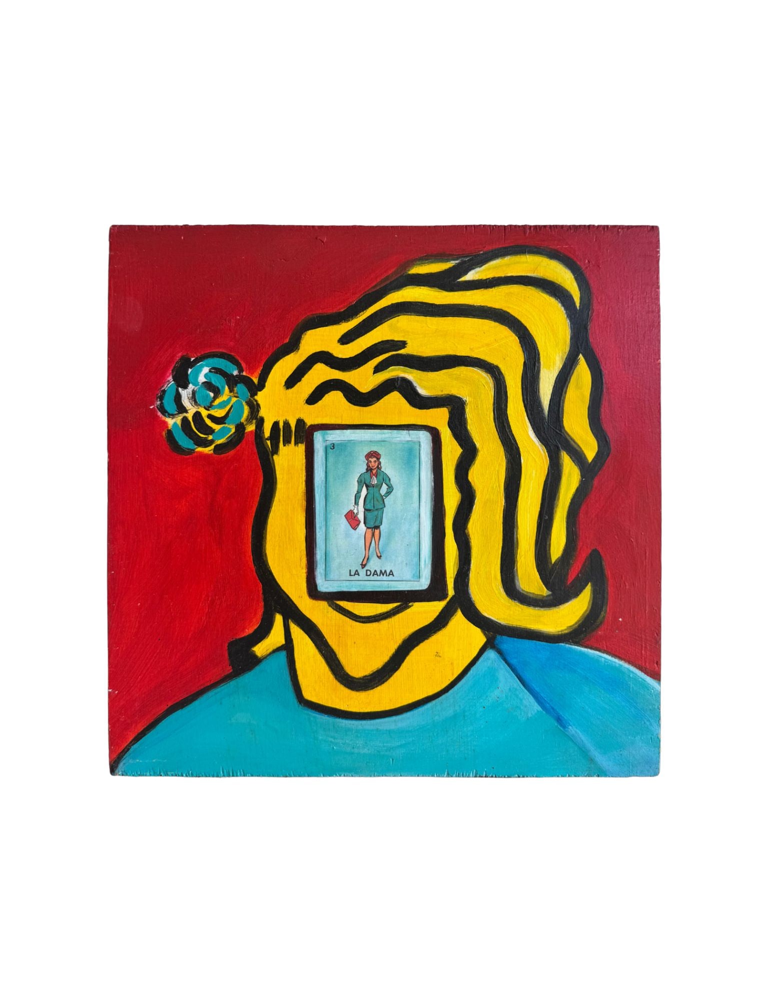 "Loteria Series - La Dama" Acrylic Painting: Viola DelgadoLa Dama12" x 11"2003Acrylic on canvas.Signed.