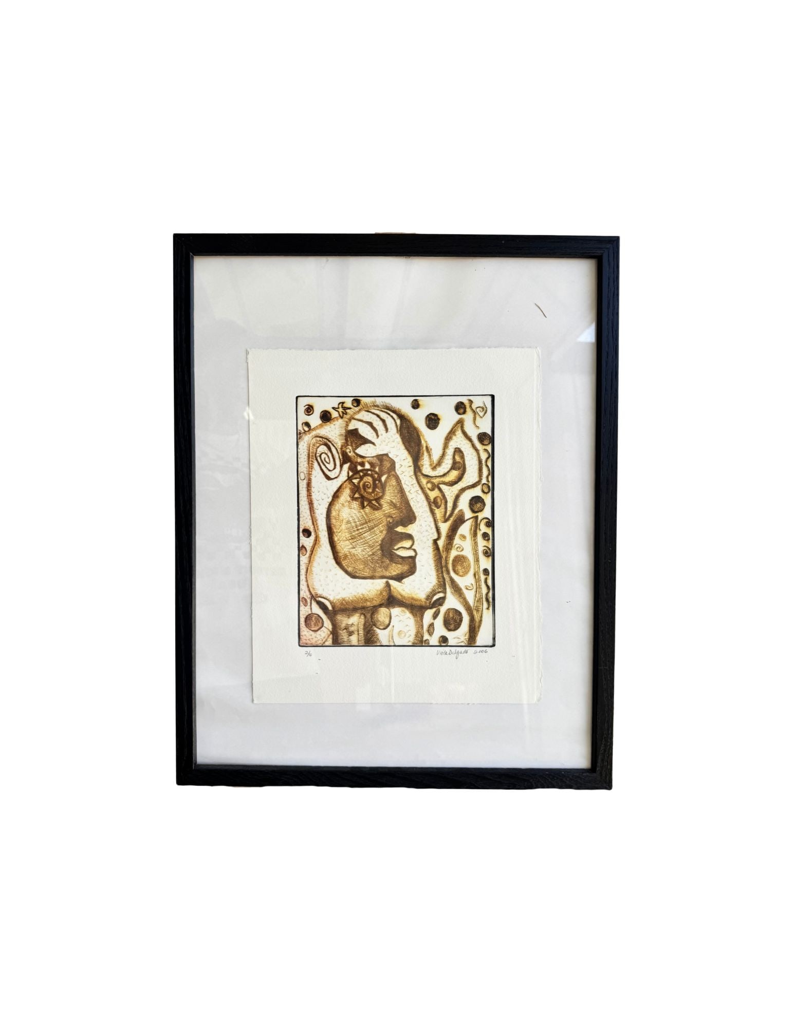 "Untitled #2" Drypoint Etching.: Viola DelgadoUntitled #219" x 16"2006Drypoint Etching. Signed. Framed.