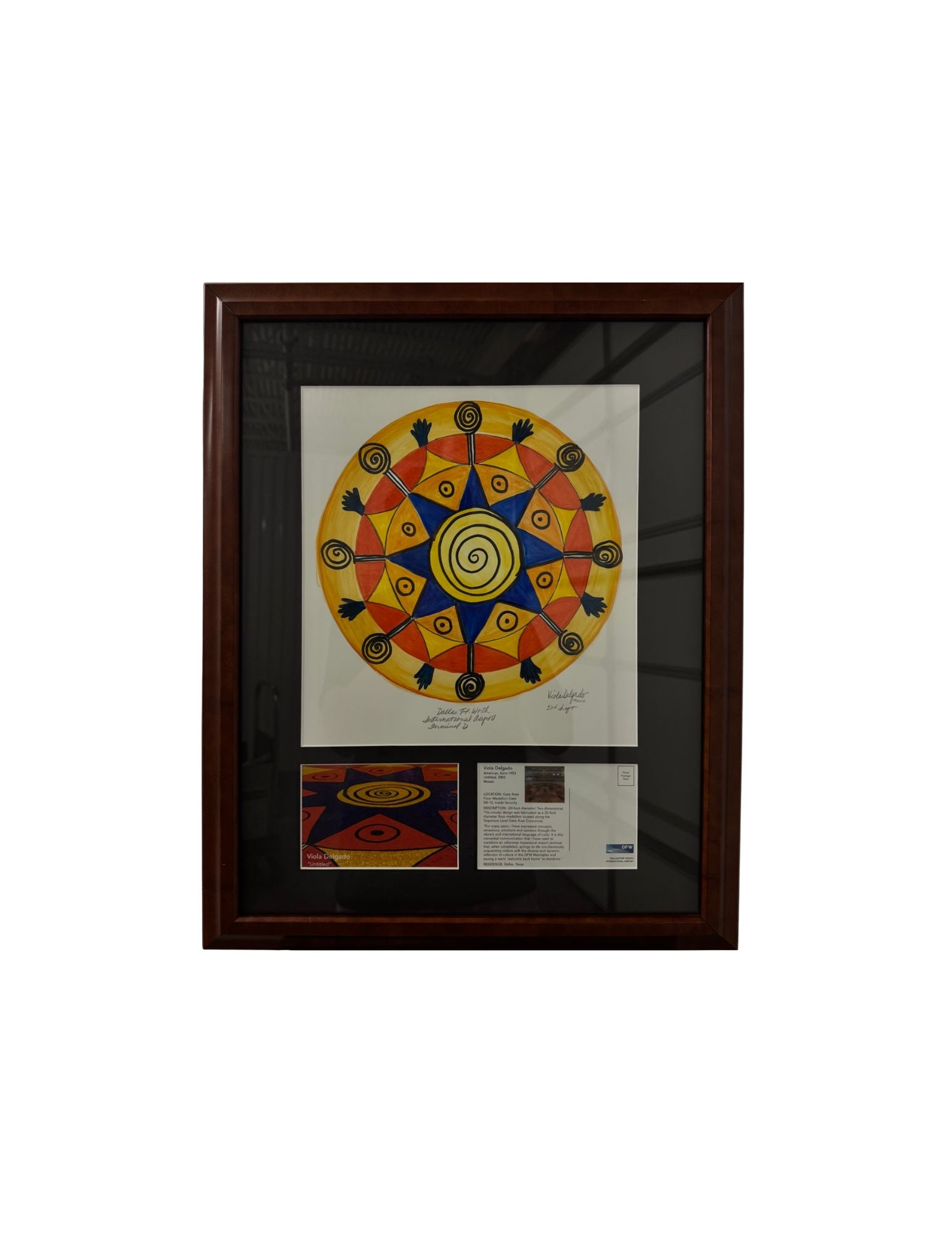 Untitled - 2nd Draft for Mosaic, Dallas Fort Worth International Airport Terminal D.: Viola DelgadoUntitled - 2nd Draft for Mosaic, Dallas Fort Worth International Airport Terminal D. 20" x 24" 2002Watercolor.Signed. Framed.