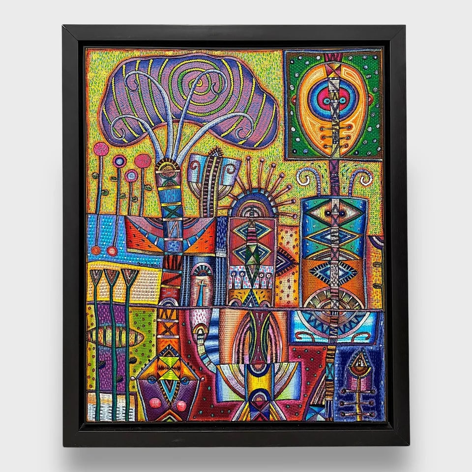 “Nature and Its Colors?? – Oil Painting: Fernando Andriacci"Nature and its Colors"44" x 36" Painted Oil on Woven Color TextileVivid, organic, and unmistakably bold, Nature and Its Colors is a radiant painting by Fernando Andriacci, celebrati