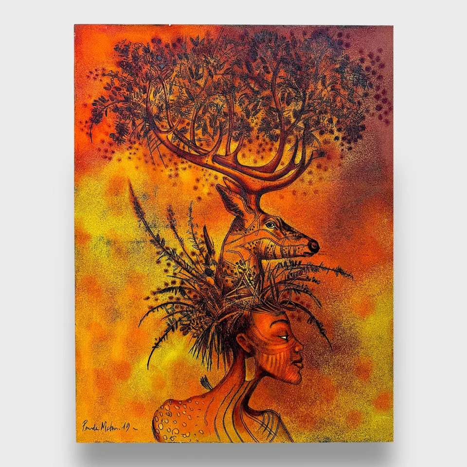 "Tree of Becoming - Mujer, ?rbol-Venado" Mexican Contemporary Oil Painting (1 of 1)