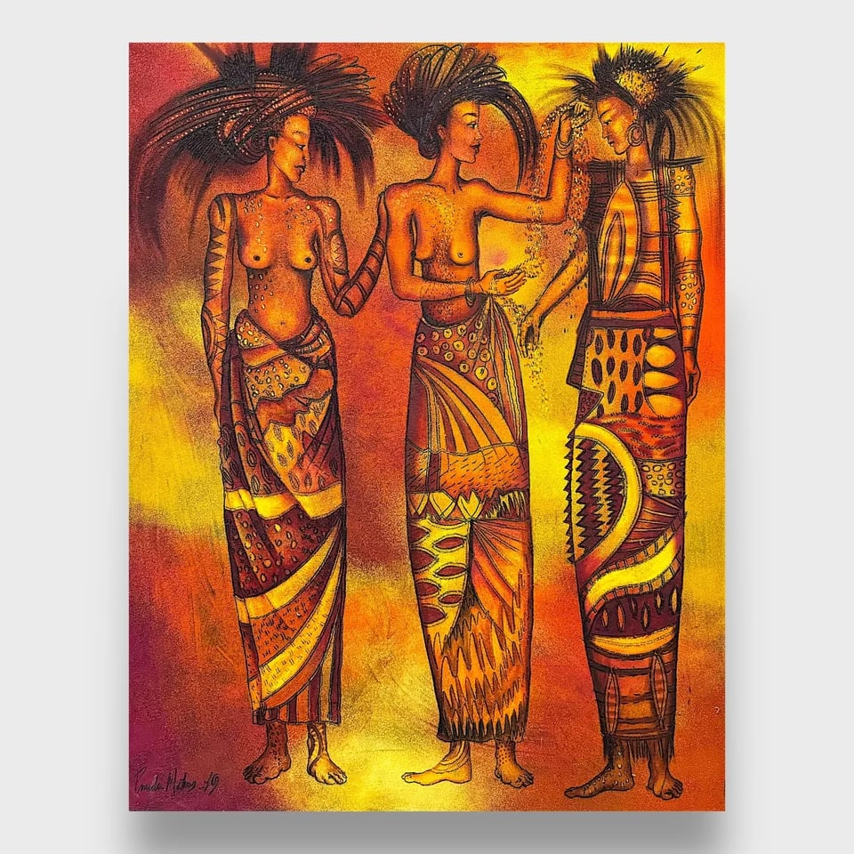 "Among Flowers, The Looks - Entre Flores" Las Miradas Mexican Contemporary Oil Painting (1 of 3)