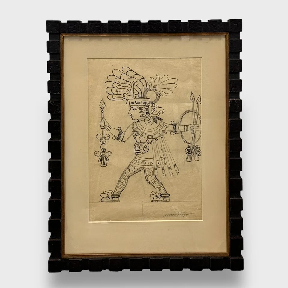 “Deity in Procession?? – Mural Study: Roberto Montenegro"Deity in ProcessionArtwork Only" 19.5" x 14.75"Graphite Pencil on Paper Signed and Framed. Ornate and ceremonious, Deity in Procession is a graphite drawing by Roberto Montenegro