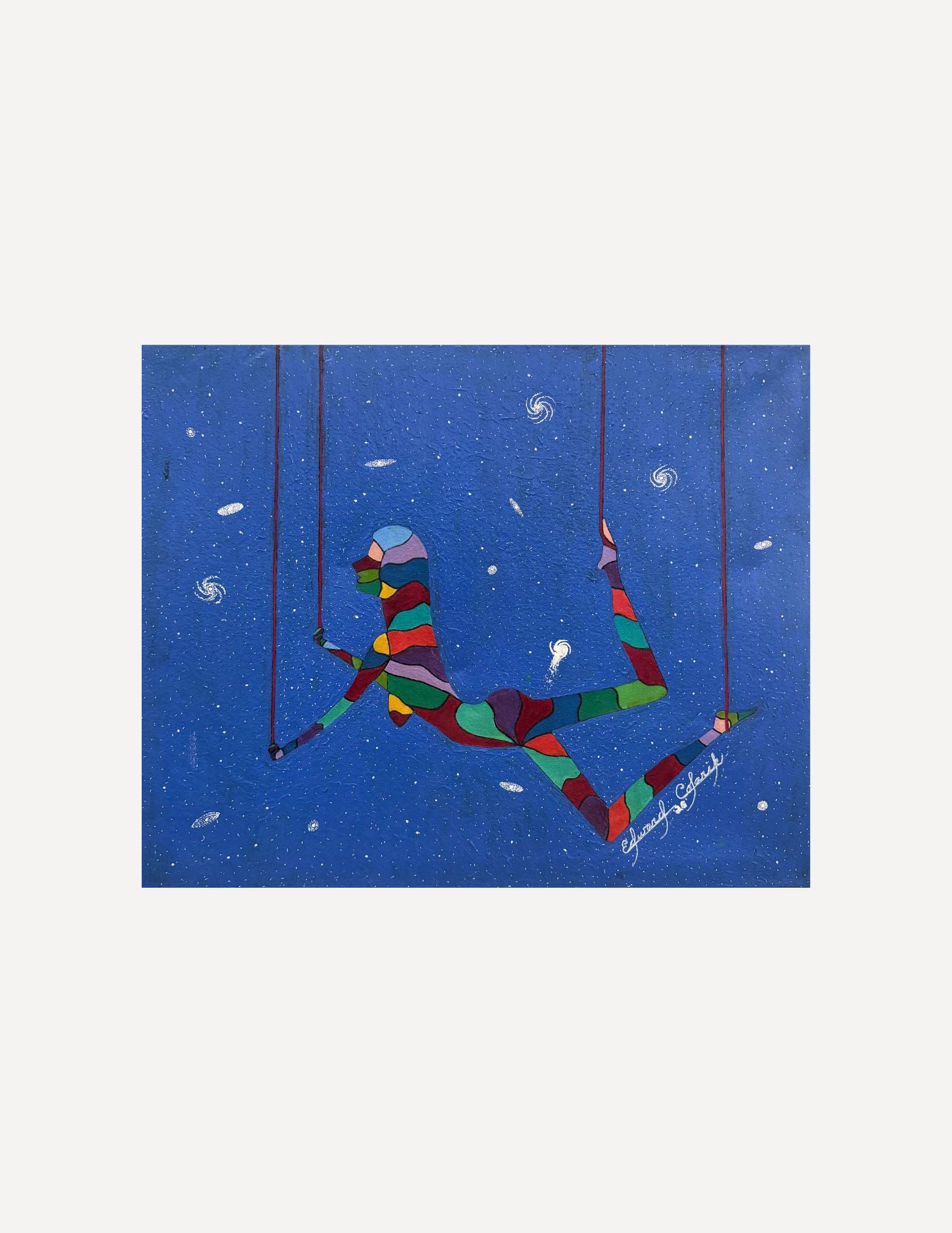 Edward Colarik Oil Painting: Edward ColarikPuzzle Girl Suspended in Time32" x 28"Oil on CanvasAbout the ArtistEdward Colarik was a Dallas-based multimedia artist, sculptor, designer, and producer whose career spanned more than fi