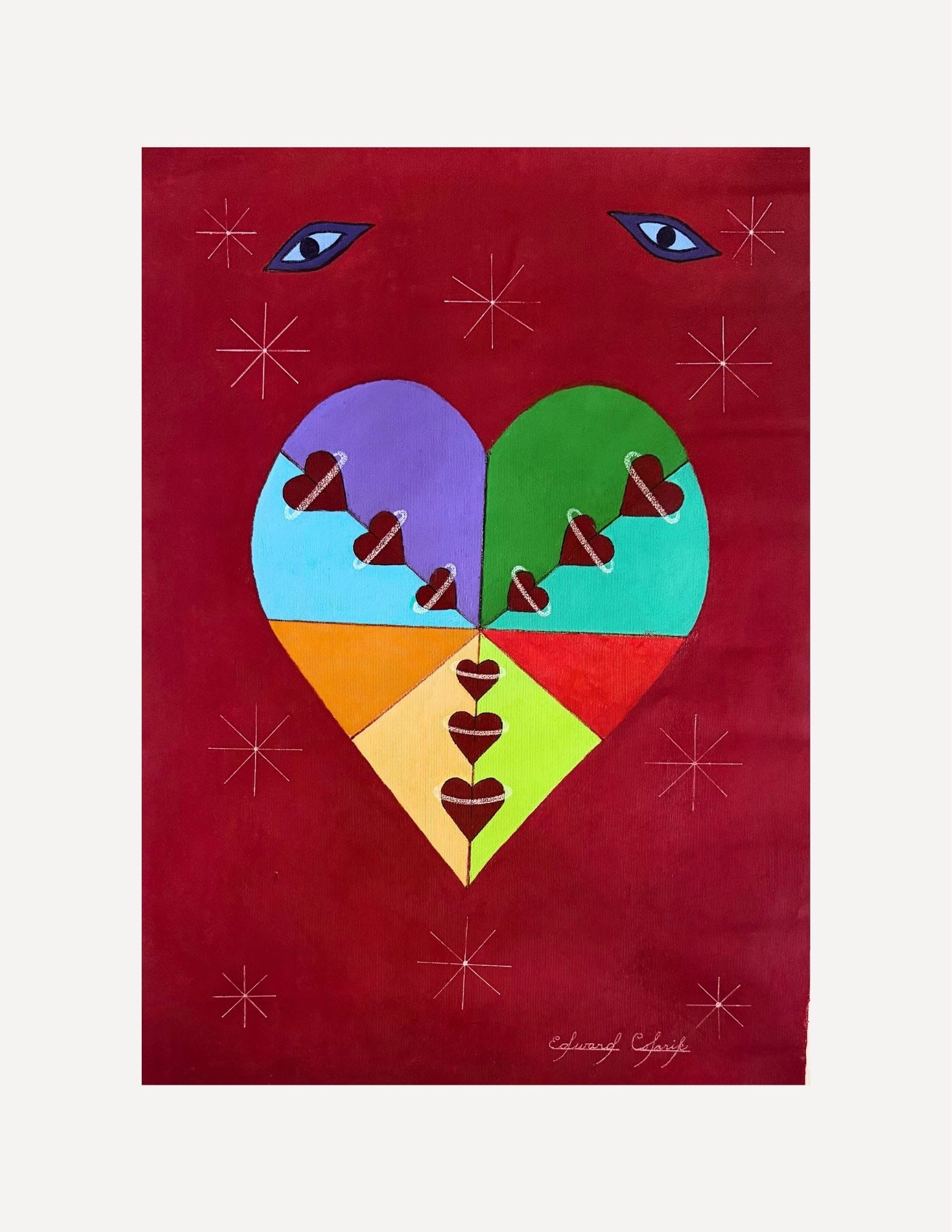 Edward Colarik Oil Painting: Edward ColarikHearts on Hearts30" x 21"Oil on CanvasAbout the ArtistEdward Colarik was a Dallas-based multimedia artist, sculptor, designer, and producer whose career spanned more than five decades.