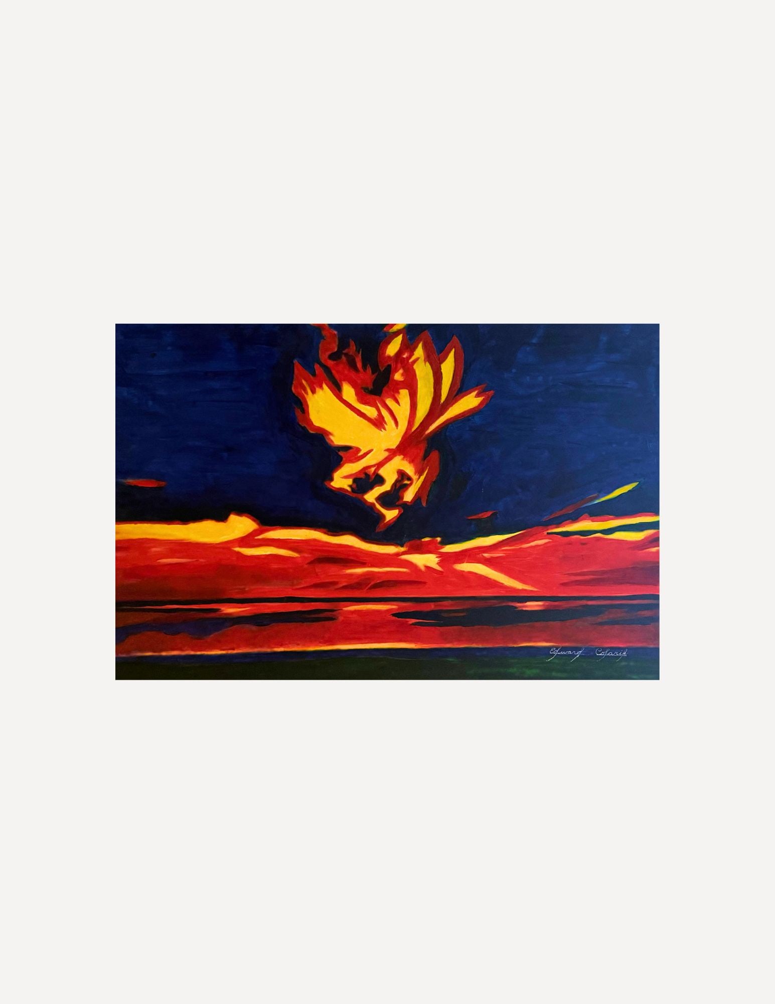 Edward Colarik Oil Painting: Edward ColarikMans Sunset36" x 24"Oil on CanvasAbout the ArtistEdward Colarik was a Dallas-based multimedia artist, sculptor, designer, and producer whose career spanned more than five decades. Workin