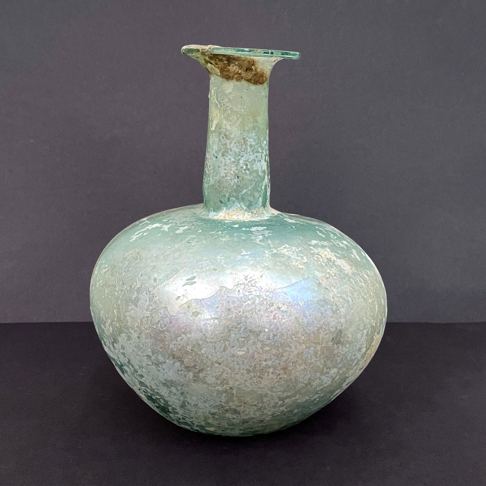 Roman Free Blown Green Glass Bottle (1 of 17)