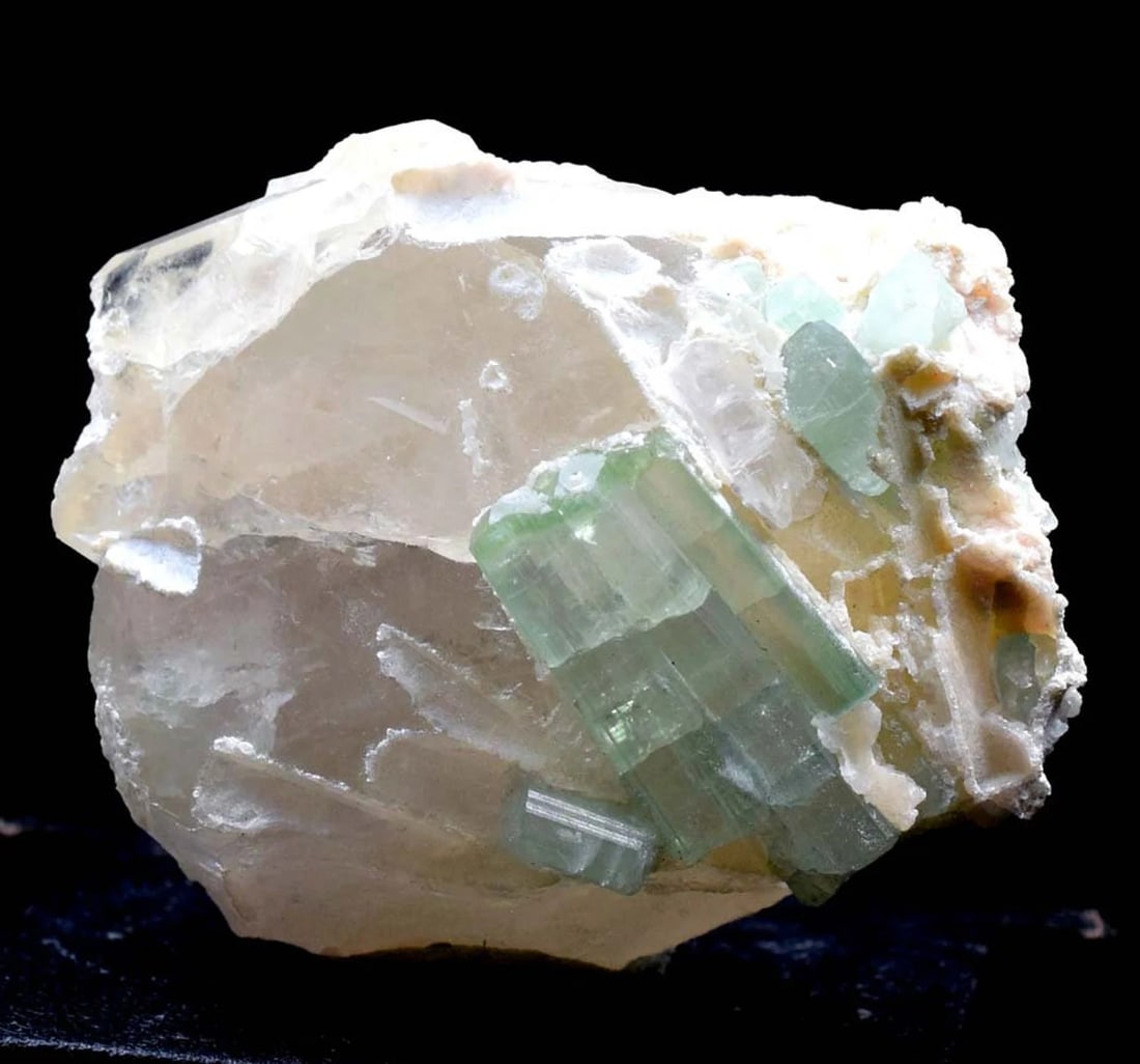 Tourmaline Specimen , Natural Tourmaline Crystals on Quartz from Afghanistan - 55 Gram , 42*24*23mm: Tourmaline Specimen , Natural Tourmaline Crystals on Quartz from Afghanistan Weight : 55 gram Size : 42*24*23mm M5-18