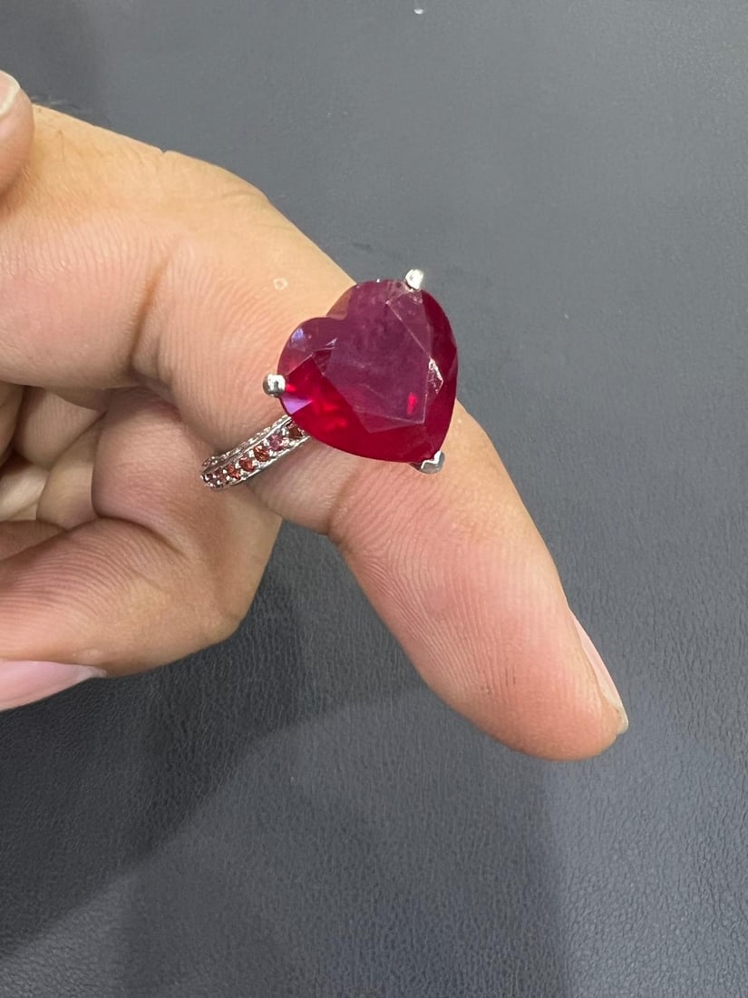 Beautiful natural ruby with sterling silver ring (1 of 4)