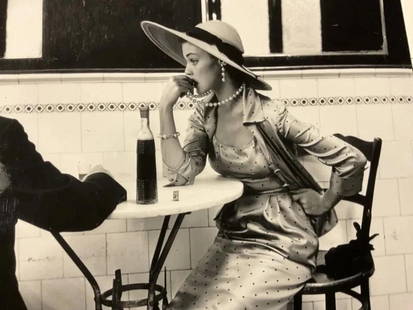 IRVING PENN VOGUE CAFE IN LIMA, PERU, PHOTOGRAPH: Irving Penn 'Cafe in Lima Peru' Photograph. Mounted to foam board, Measures 8 x 8 1/2 inches. Printed later.