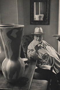 Henri Cartier-Bresson - Matisse with Picasso Vase: Henri Cartier-Bresson - Matisse with Picasso Vase. Gravure Print. Measures: 9 x 13 inches, mounted.