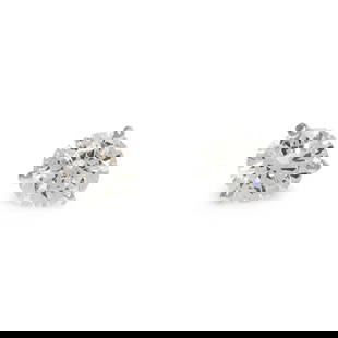 DIAMOND STUD EARRINGS 3.25 carats: DIAMOND STUD EARRINGS two round brilliant cut diamonds weighing approximately 3.25 carats total. Mounted in platinum. 1.00 dwt.