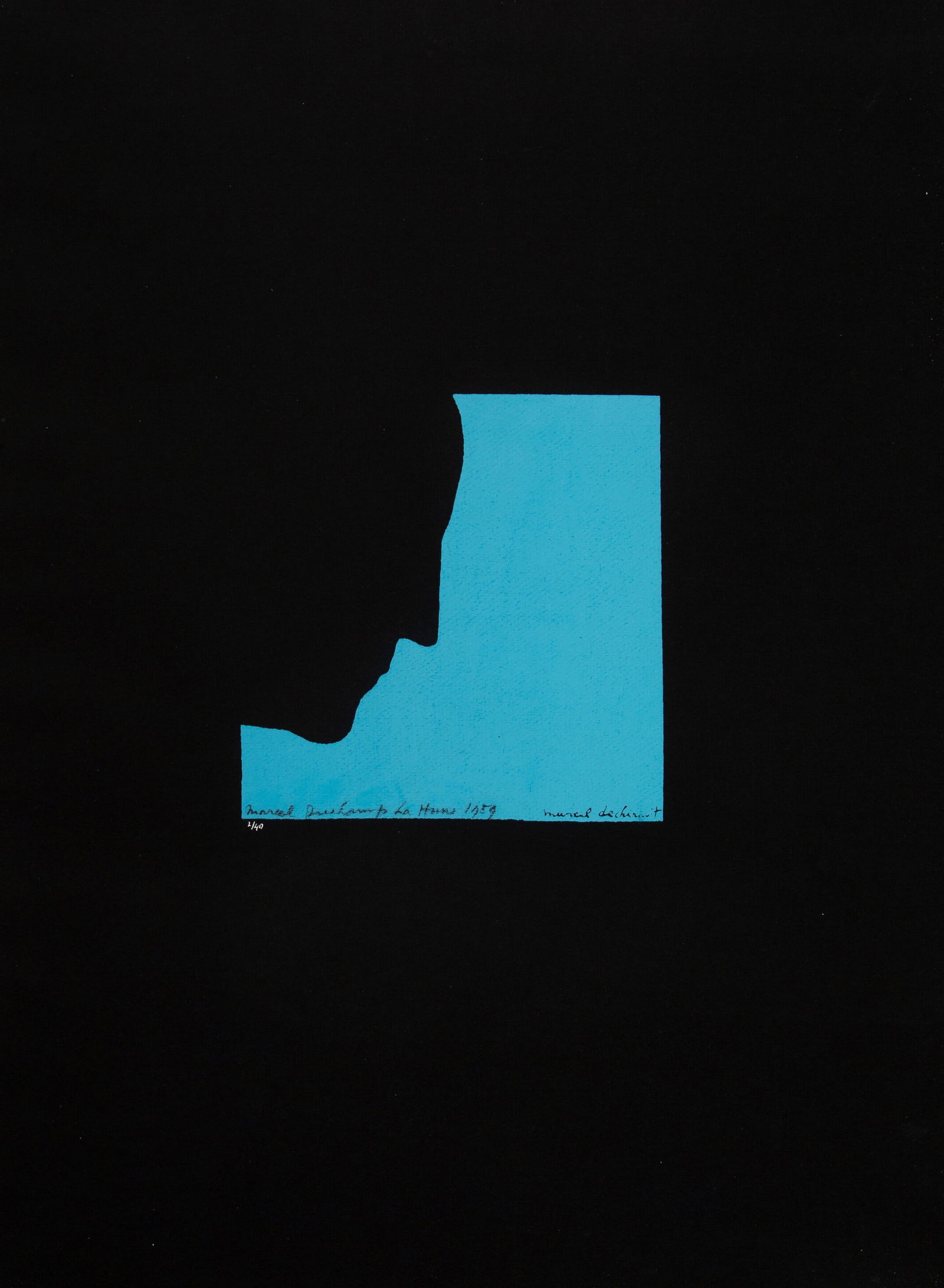 Marcel Duchamp (French, 1887-1968) Self Portrait in Blue After: Marcel Duchamp (French, 1887-1968) Self Portrait in Blue. Medium: Print in colors on wove. Measures: 27 3/4 x 18 1/2 inches. Marcel Duchamp (born July 28, 1887, Blainville, France—died October 2, 19