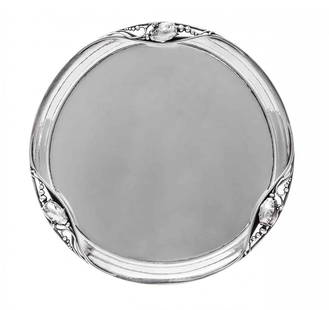 Silver Circular Tray, Georg Jensen: Silver Circular Tray, No. 2YGeorg Jensen Silversmithy, Copenhagen, 1945-77designed by Georg Jensen circa 1905marked on underside29 oztDiameter 11 7/8 inches