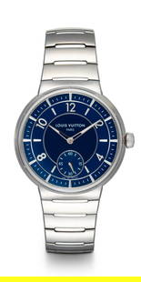 LOUIS VUITTON, TAMBOUR REF. W1ST20, STAINLESS STEEL AUTOMATIC WRISTWATCH: CIRCA: 2024, Stainless steel, 40 mm., Louis Vuitton integrated stainless steel braceletNavy blue, Cal.LFT023, automatic, 31 jewels, Louis Vuitton trunk box