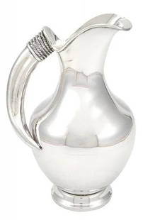 Modernist Sterling Silver Water Pitcher: Modernist Sterling Silver Water Pitcher. Height 11 inches, approximately 26 ounces.