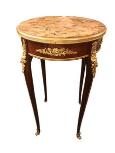 19th C. F. Linke Round Side Table: 19th C. F. Linke Round Side Table. Measures H: 30", Signed F. Linke