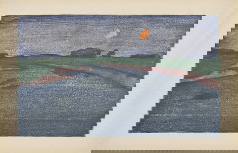 Arthur Wesley Dow (American, 1857-1922) Marsh Creek, After: Measures: 5 3/8 x 8 1/4 inches, print in colors.Arthur Wesley Dow was born in Ipswich, Massachusetts, in 1857. Dow received his first art training in 1880 from Anna K. Freeland of Worcester, Massachus