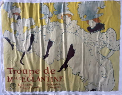 Henri Toulouse Lautrec (French, 1864-1901) La Troupe de Mademoiselle Eglantine, After: Henri Toulouse Lautrec (French, 1864-1901) La Troupe de Mademoiselle Eglantine. Medium: Print in colors, mounted to linen. Measures: 23 3/4 x 15 3/4 inches. Henri Marie Raymond de Toulouse-Lautrec-Mon