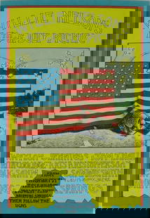 WILLIE NELSON 4th OF JULY PICNIC CONCERT POSTER: Willie Nelson's Fourth of July Picnic Concert Poster. Mounted. Sheet measures 15 3/4" x 10 3/4". Print date unknown