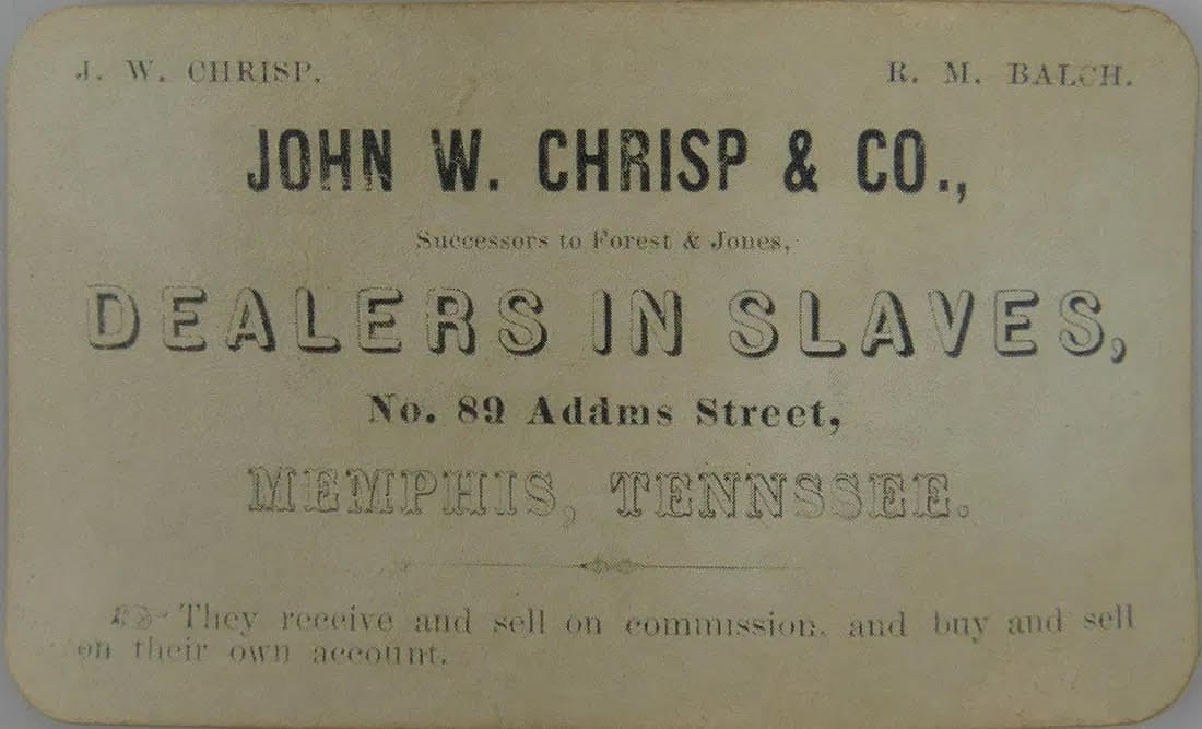 SLAVERY & ABOLITION BUSINESS CARD JOHN W. CHRISP (1 of 1)