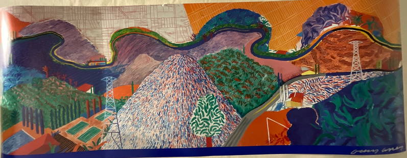 David Hockney Mullholland Drive Poster: 38 x 14 1/4 inches, Hockney Mulholland drive, the road to the studio