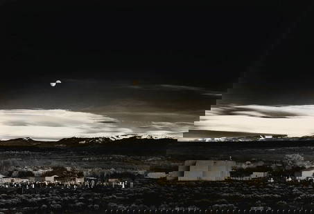 ANSEL ADAMS (1902–1984) Moonrise, Hernandez, New Mexico, 1941 after: ANSEL ADAMS (1902–1984)Moonrise, Hernandez, New Mexico, 1941. Photo print, printed later. Measures 40 x 60 inches, Ansel Adams’s photographs of the American wildernesshave made him one of the most