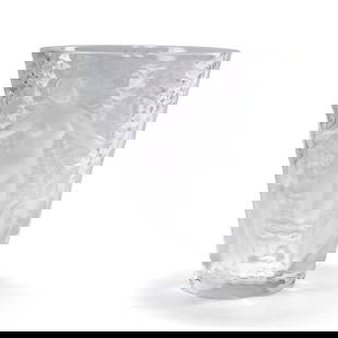 LALIQUE 'ONDINES' CRYSTAL VASE: ETCHED LALIQUE, MODERNMeasures 9.5 inches