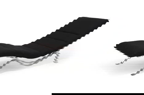 GEORGE NELSON (1908-1986) FOR HERMAN MILLER  UPHOLSTERED METAL CHAISE-LONGUE, DESIGNED 1956: GEORGE NELSON (1908-1986) FOR HERMAN MILLER Chaise-Longue, designed 1956 model no. 5490 . 27 inches