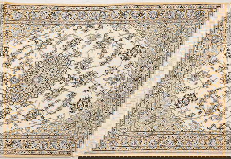 PERSIAN NAIN HANDWOVEN WOOL AND SILK RUG: PERSIAN NAIN HANDWOVEN WOOL AND SILK RUG, W 3' 3", L 4' 9"