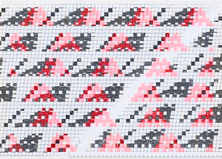INVADER (B. 1969) Homeworks After: INVADER (B. 1969) Homeworks. Print in colours, 2006, on white wove paper, measures 27 1/2 x 20 inches. In the late 1990s, anonymous French artist Invader began cementing and gluing ceramic mosaic Spac