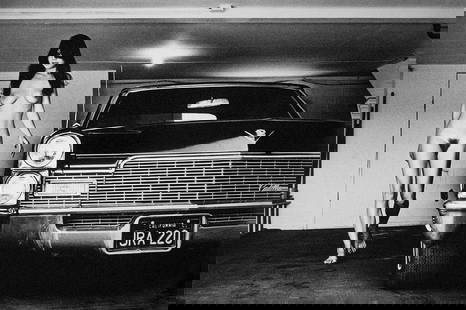 Helmut Newton "Cadillac Hollywood, 1976" Photograph: Helmut Newton's "Gia By Cadillac Hollywood" 16x20 inches, photograph, mounted to foam board, original fine art shot in 1976, printed later.