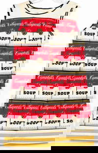 Andy Warhol 1960s "The Souper Dress": Designed by Andy Warhol, circa 1966-67. The Souper Dress, 80% cellulose and 20% cotton. Label to interior neckline. Approx. length 39 inches