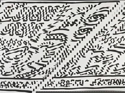 Keith Haring Luna Luna After: Measures 23.00 X 34.00 inches. Keith Allen Haring (May 4, 1958 – February 16, 1990) was an American artist whose pop art emerged from the New York City graffiti subculture of the 1980s.[1] His anima