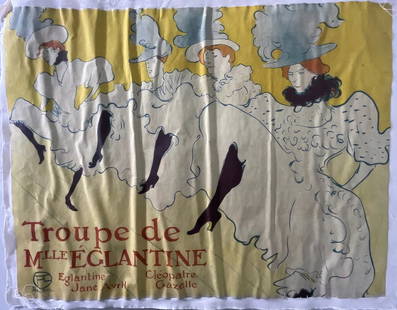Henri Toulouse Lautrec (French, 1864-1901) La Troupe de Mademoiselle Eglantine, After: Henri Toulouse Lautrec (French, 1864-1901) La Troupe de Mademoiselle Eglantine. Medium: Print in colors, mounted to linen. Measures: 23 3/4 x 15 3/4 inches. Henri Marie Raymond de Toulouse-Lautrec-Mon