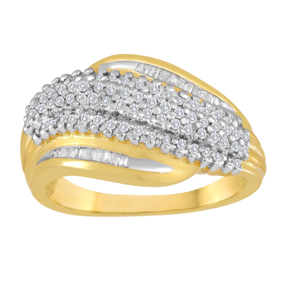 14K Gold-Plated Silver Diamond Ring With Rhodium (1 of 1)