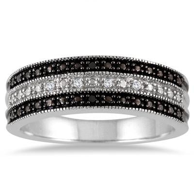 Black & White Rhodium Diamond Ring In Sterling Silver (1 of 2)