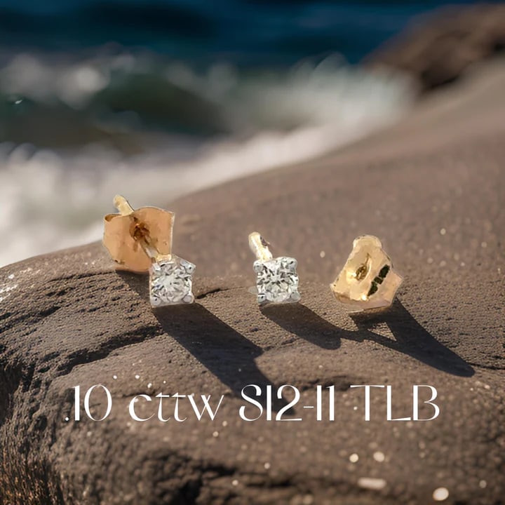 Diamond Dealer Retirement Event Champagne 0.10 cttw Round Brilliant Cut Diamond Stud Earrings (1 of 1)