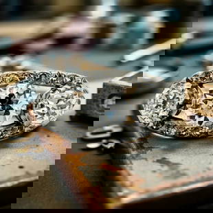 Art Deco Diamond and 18K White Gold Ring: Estate Ring, 1 Old European Cut Diamond 1.14 ct I Si2, 1 Old European Cut Diamond 0.62 ct H SI1, 1 Old European Cut Diamond