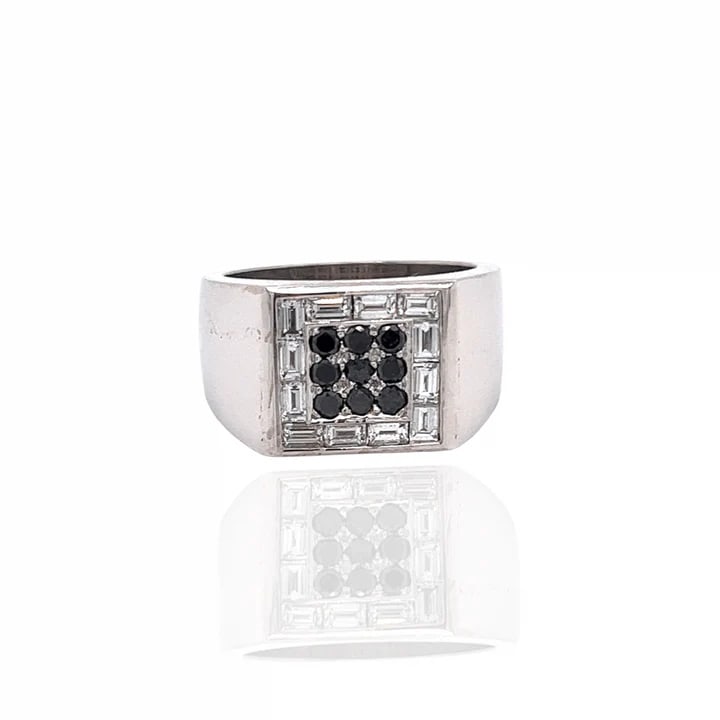 Graff Black and White Diamond Platinum Gents Ring (1 of 3)