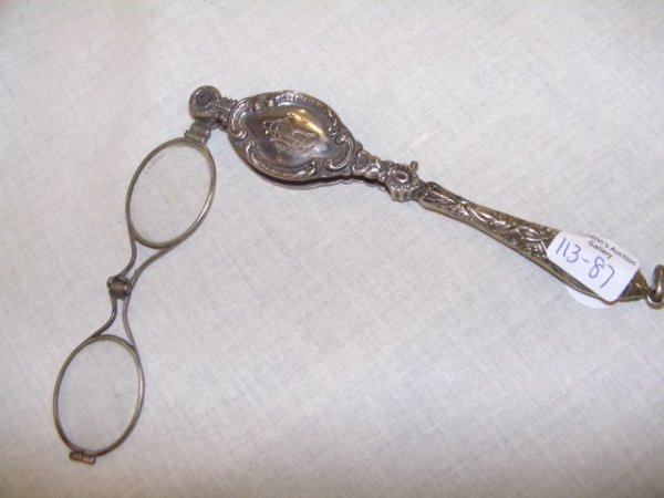 rare set of victorian pop-out spectacle sterling?: has a release button that allow the glasses to pop out then unfold. the lock lever is worn down so they tricky to lock but very cool